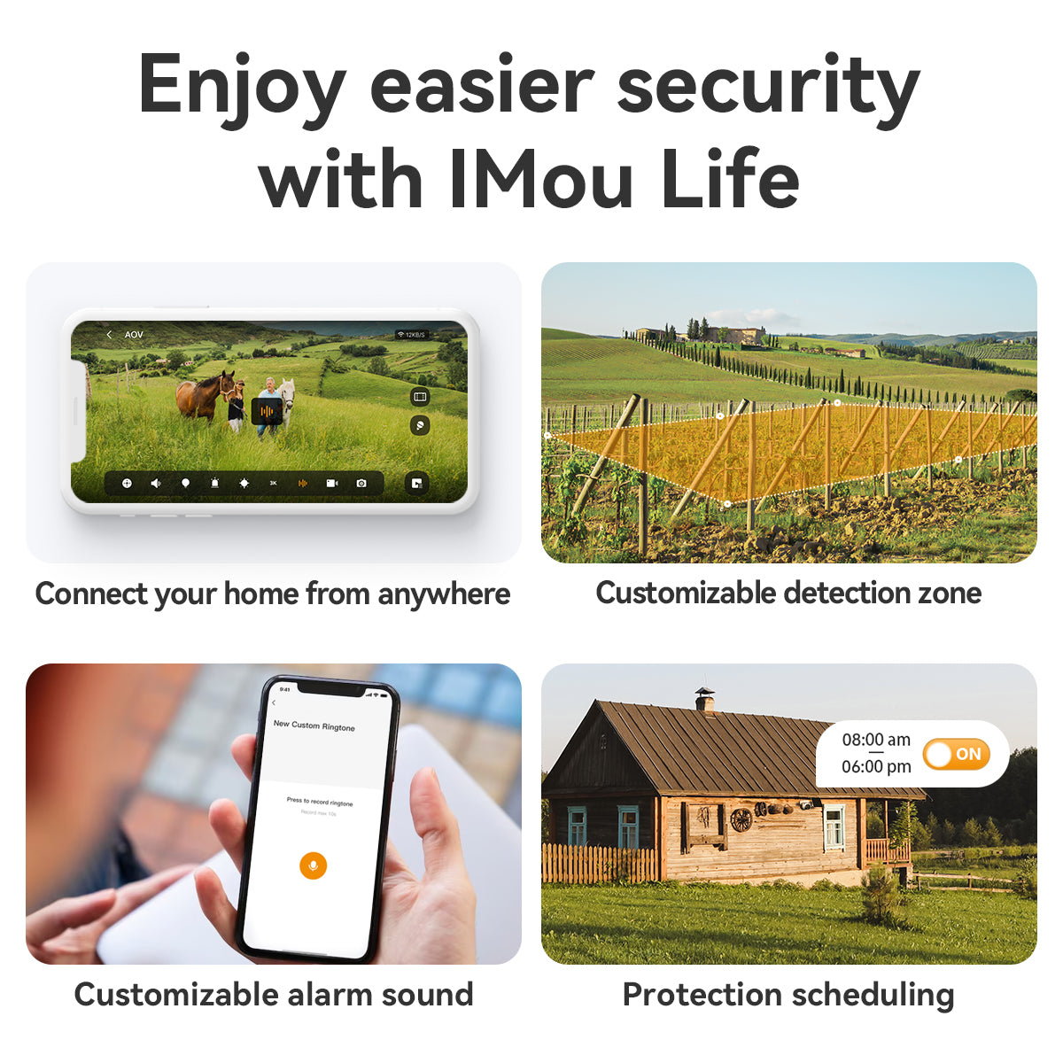 IMOU AOV PT Caméra solaire PTZ extérieure 5 MP 4G, 360°, batterie 10 000 mAh, panneau solaire 5 W, Wi-Fi 2,4 GHz, charge à basse température