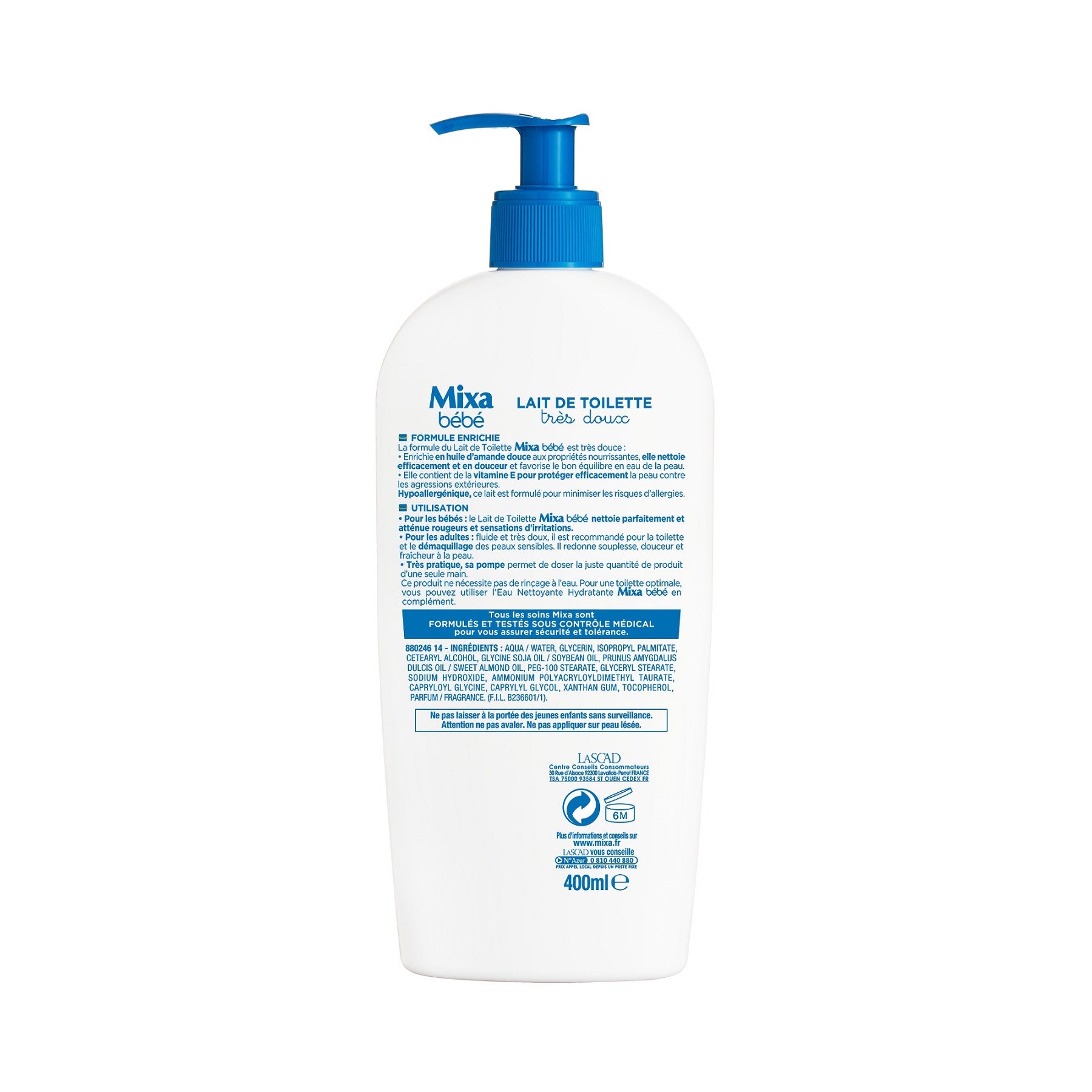 MIXA Bébé Lait de Toilette Très Doux 400ml