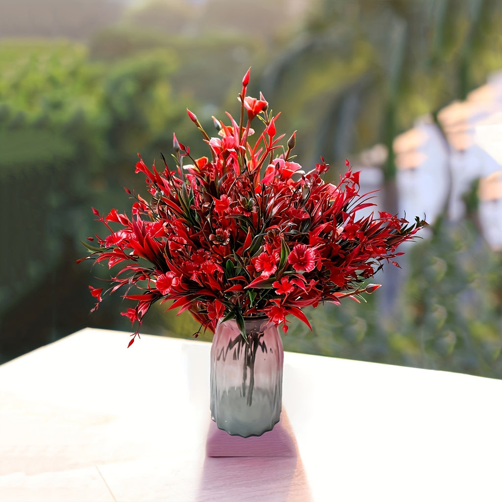 10 pièces 13,8 in / 35 cm Fleurs artificielles d'extérieur, fleurs de plantes artificielles, adaptées pour la décoration de la fenêtre suspendue intérieure et extérieure