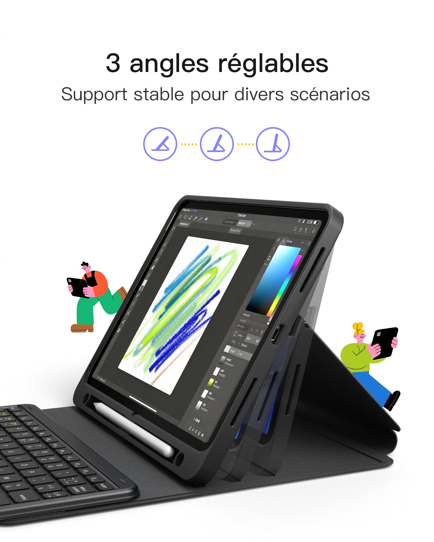 Inateck Coque Clavier Détachable avec Pavé Tactile Compatible iPad pour iPad 11e/10e Gén, pour 10e (10,9")/ 11e (2025 A16), Air 11" M4/M3/M2, Air 6/5/4e, Pro 11 4e-1re