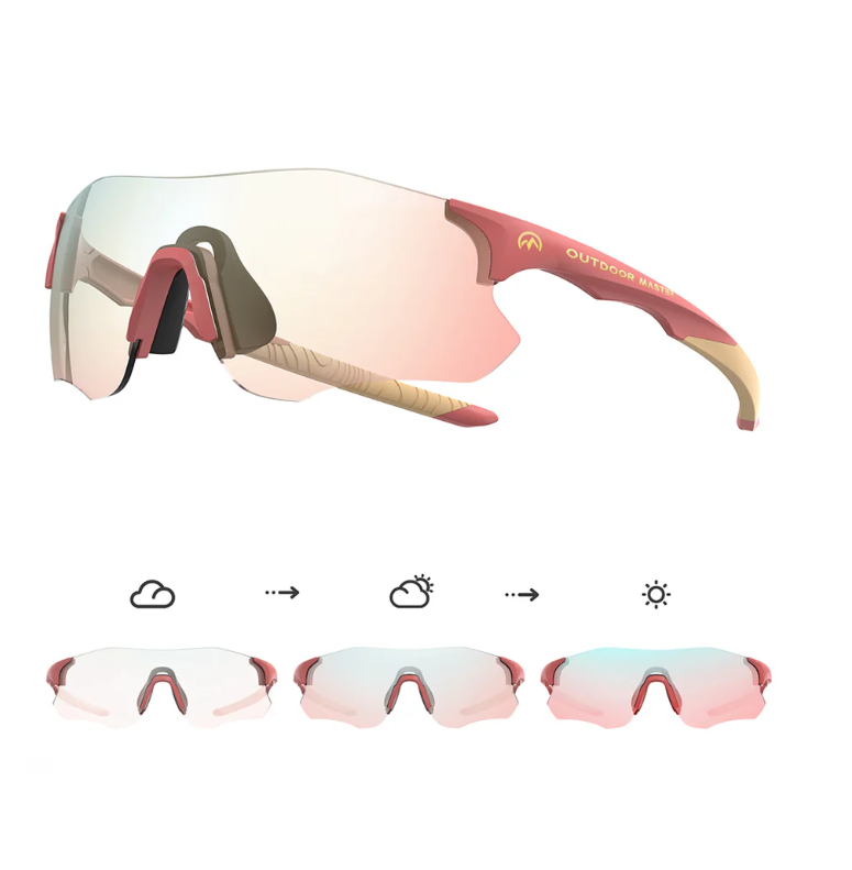 OutdoorMaster HawkSharp Lunettes de sport photochromiques HD - Rose