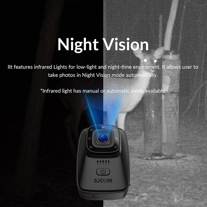 SJCAM A10 Caméra-piéton et caméra embarquée automobile avec vision nocturne, Étanche IP65, Autonomie 450 min, Grand angle 140°, Photo 12 MP, Wi-Fi 2,4 GHz