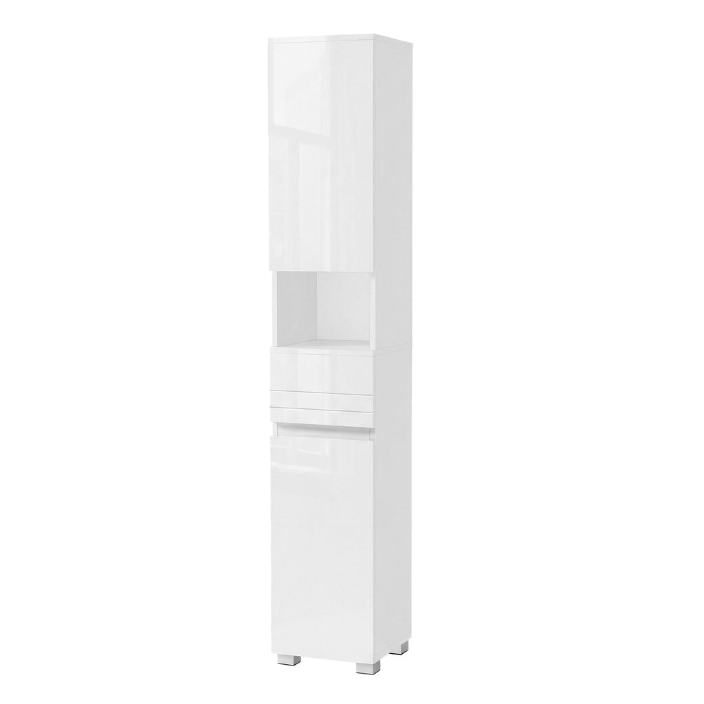 JOYFURNOS Armoire haute de salle de bain, Meuble de rangement mince, Placard étroit, Blanc