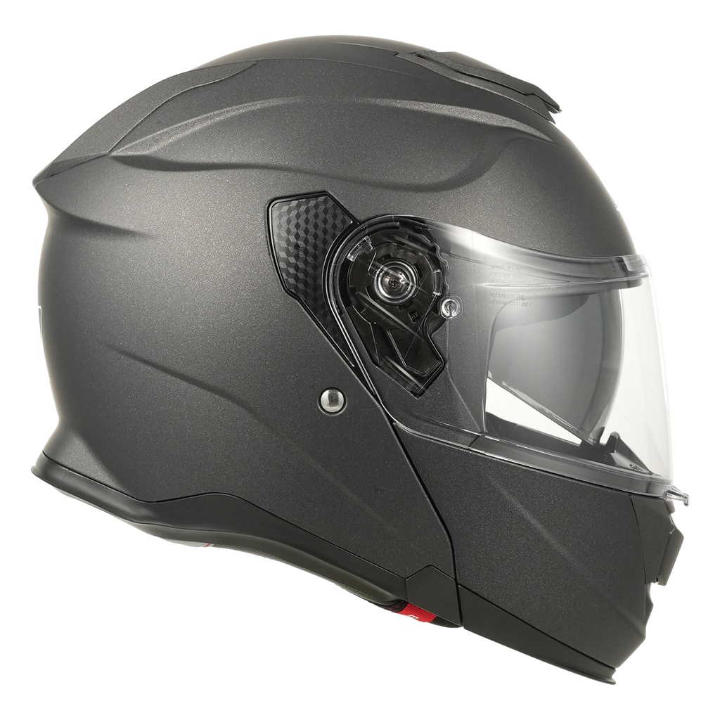 MY-935 Casque de moto intégral modulaire à visière relevable, certifié ECE 22.06, casque de moto à double visière, unisexe pour hommes et femmes, titane mat, taille XXL