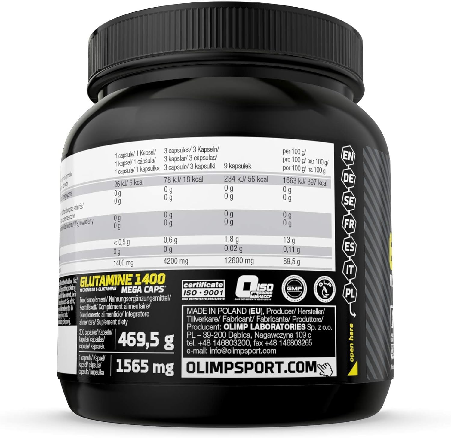 Olimp Supplements Gélules glutamine mega caps 1400 - 300 g