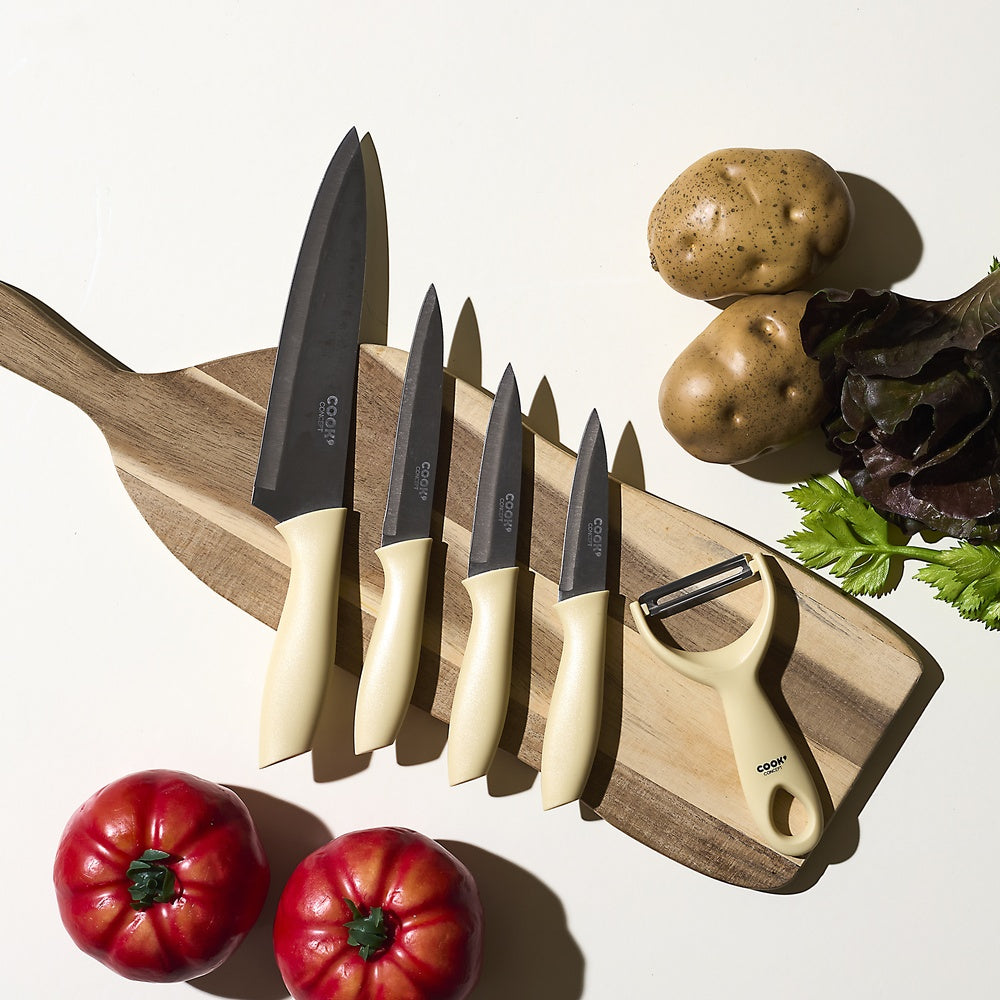 COOK CONCEPT Lot de 4 couteaux et un économe à manche en fibre BLE M6