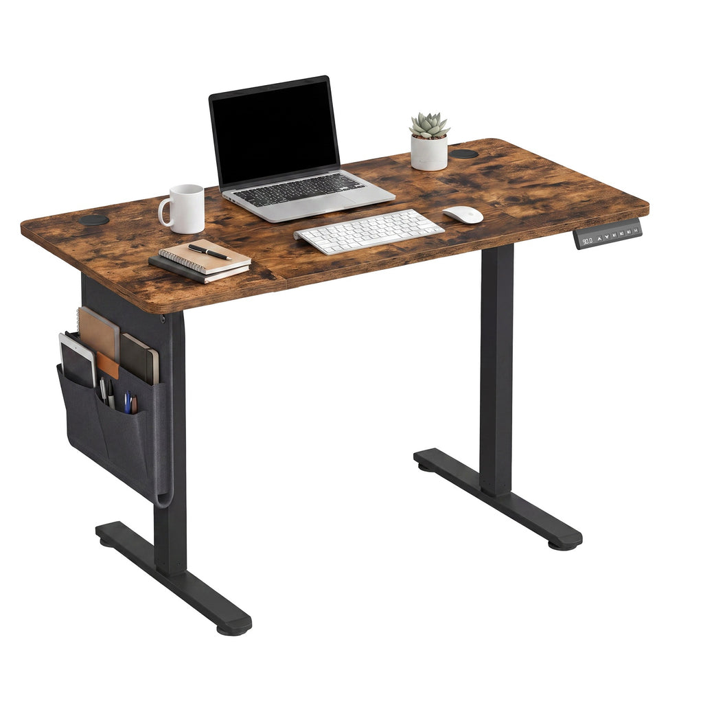 JOYFURNOS Bureau électrique réglable en hauteur brun rustique avec 4 mémoires de hauteur - 120 x 60 cm
