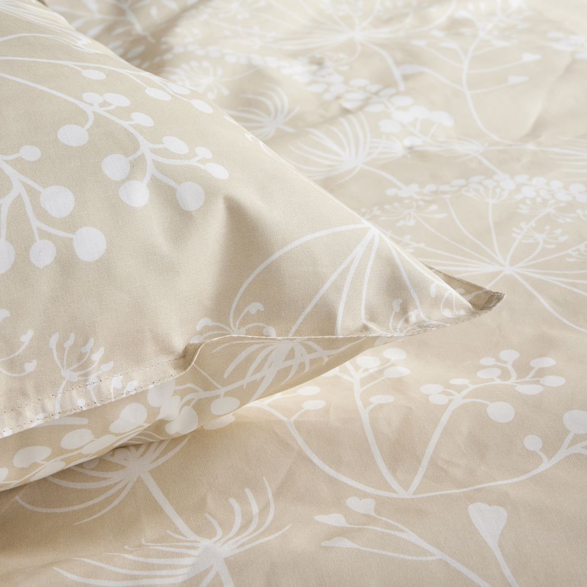 Sunshine Louisa - Ensemble de literie à fermeture éclair imprimé floral, 200 x 200 cm, Beige