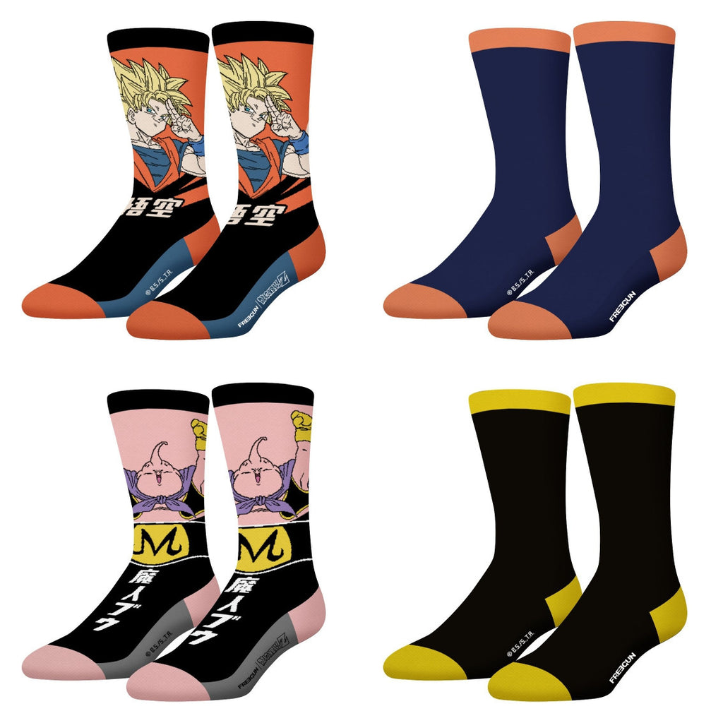 Freegun Chaussettes Homme Lot de 4 FG/DBZ/1/CHFX4 Jaune/Noir/Rose/Orange/Bleu marine 39/42