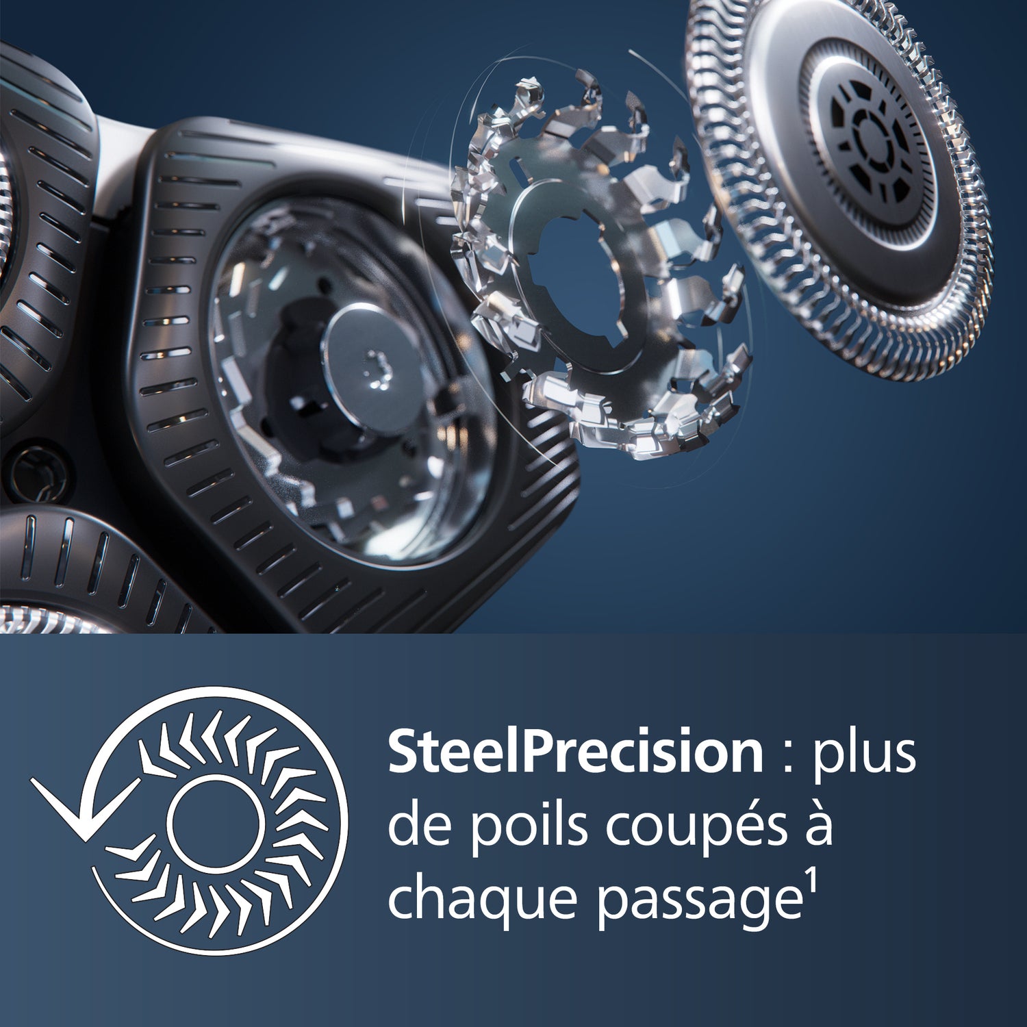 Philips Series 5000 S5885/50 Rasoir électrique avec lames SteelPrecision, capteur Power Adapt, têtes flexibles 360°, tondeuse rétractable, rasage humide & sec - Noir
