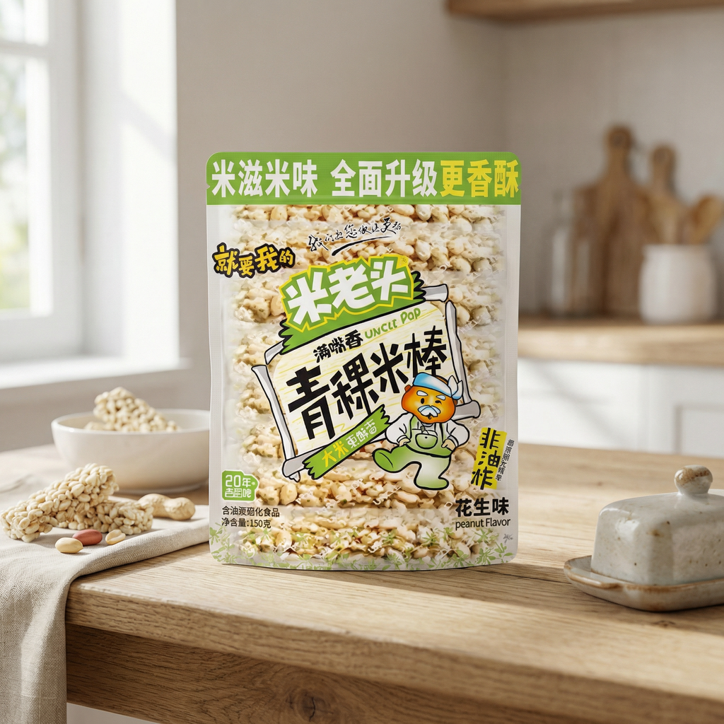 Mi Laotou Barre de riz à l'orge saveur cacahuète - 150 g
