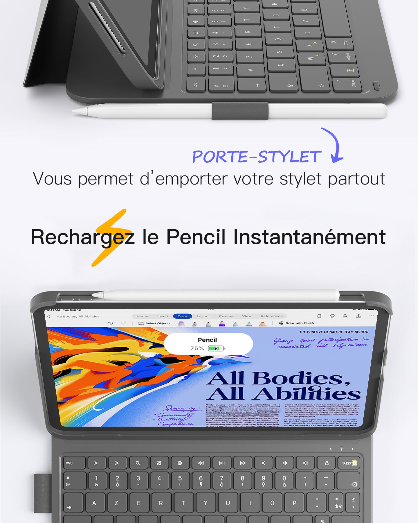 Inateck Étui Clavier iPad 10e/11e gén., Clavier Ultraléger avec Porte-Stylet pour iPad 11e (2025 11" A16)/10e (2022 10.9"), Air 11" M4/M3/M2 (2026/2025/2024), Air 5/4, Pro 11 4/3/2/1