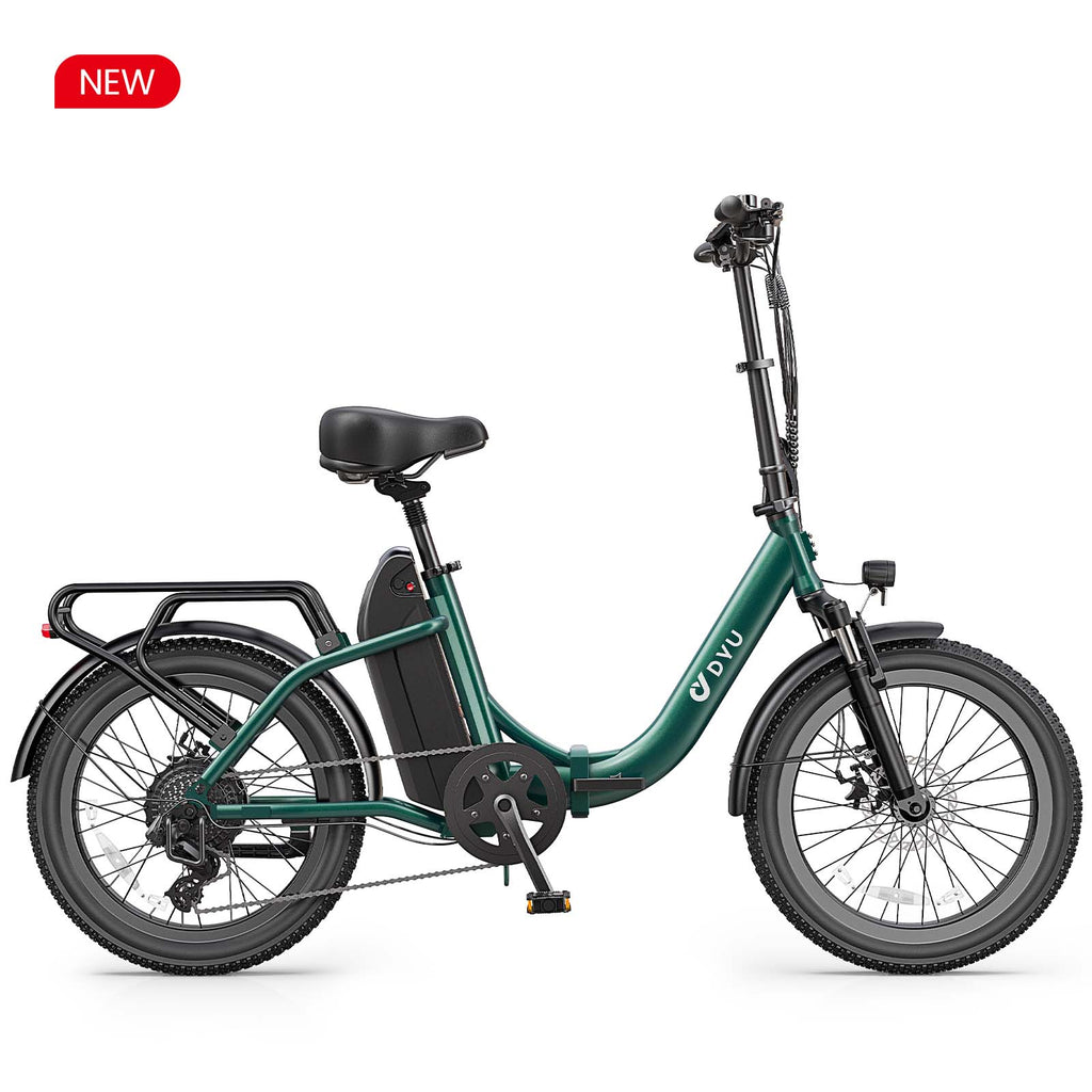 DYU C9 Vélo électrique pliant pour adulte, 20", 250 W, 48 V, 15,6 Ah, Fatbike, VTT électrique, 25 km/h - Vert