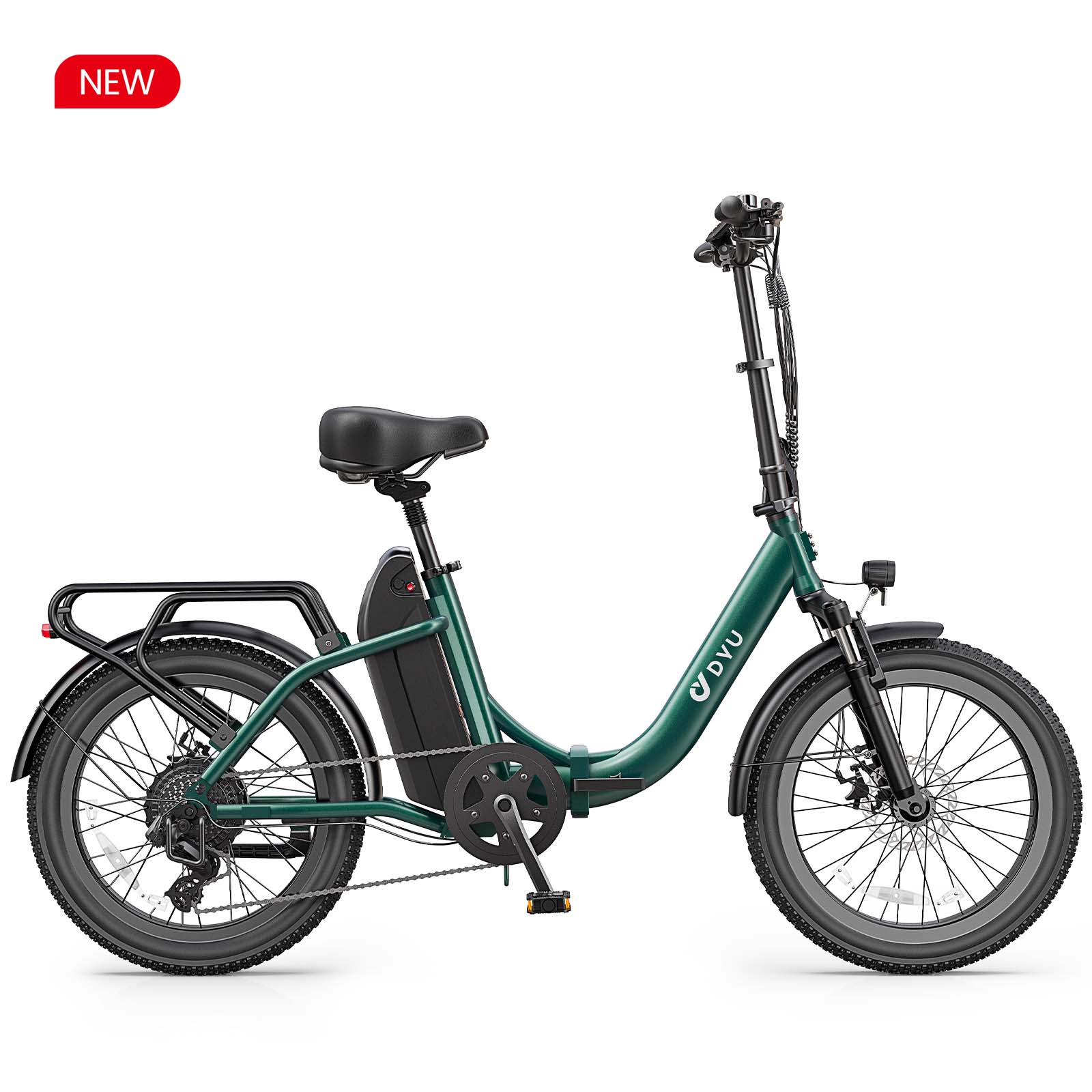 DYU C9 Vélo électrique pliant pour adulte, 20", 250 W, 48 V, 15,6 Ah, Fatbike, VTT électrique, 25 km/h - Vert