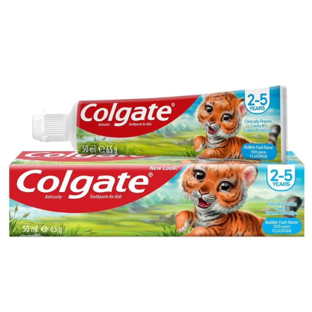 COLGATE Kids Toothpaste Bubble Fruit Flavour - 50ml - Pack of 3 (3 x 50ml = 3 tubes)