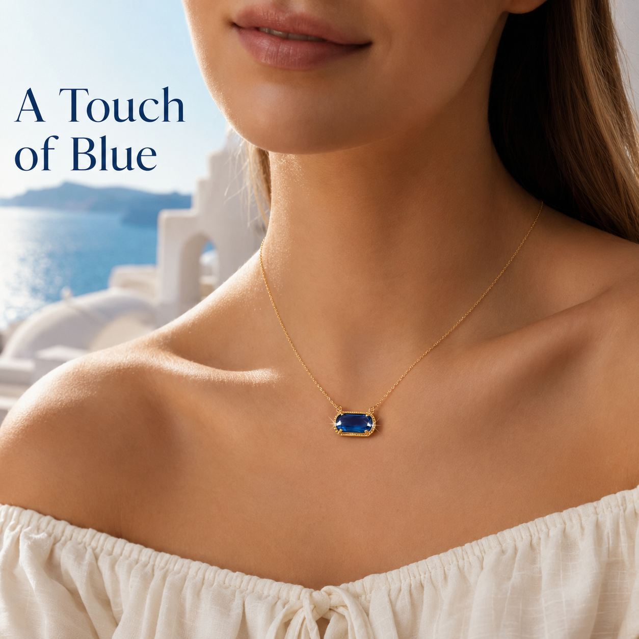 Collier VoxorAI hypoallergénique en pierre naturelle, collier en zircon, pendentif en cristal, chaîne clavicule, toutes saisons, bleu "