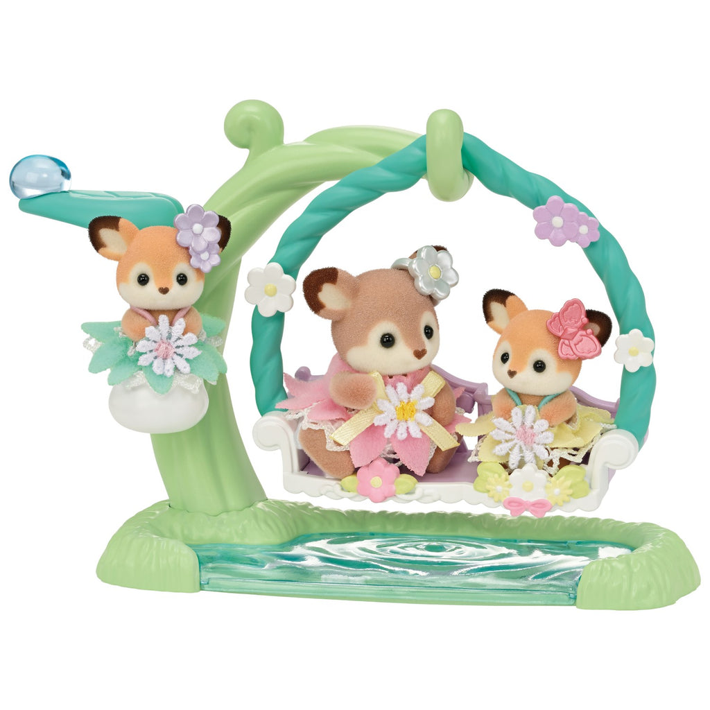 Sylvanian Families Coffret de Jeu Balançoire Florale Bébés Cerfs
