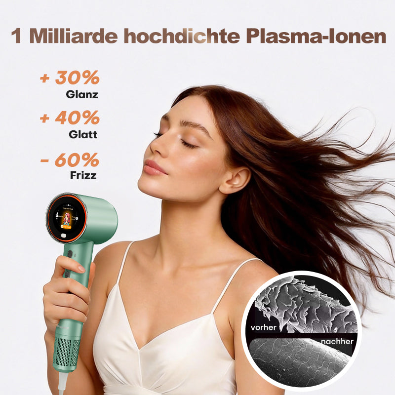 Uniorange H6 Sèche-cheveux haute vitesse à ions plasmas, écran LCD HD, 5 modes intelligents, 1600 W de puissance et 1 milliard d'ions plasmas, moteur haute vitesse 110 000 tr/min