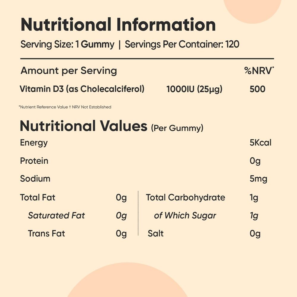 maxmedix Vitamine D3 pour enfants | Saveur orange 1000 UI 120 gommes