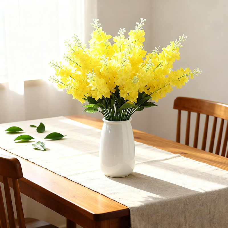 Yuejia Lot de 4 bouquets artificielles de jacinthes jaunes - 35 cm