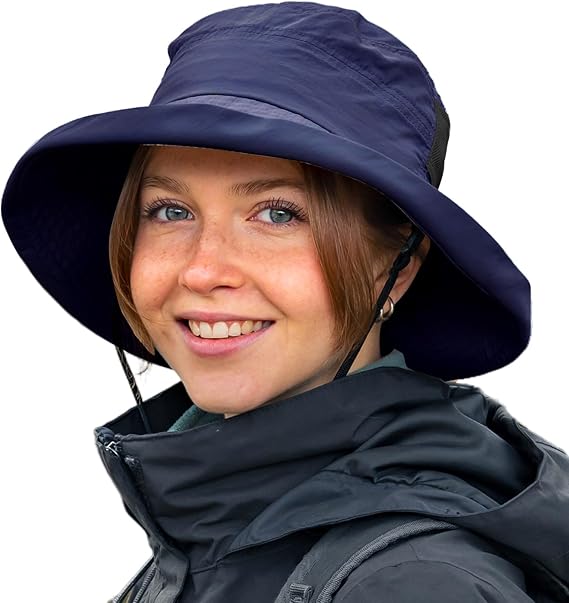 TOP-EX Chapeau bob de soleil à large bord pour pêche et randonnée d’été avec sangle amovible et maille ventilée M/L Bleu marine