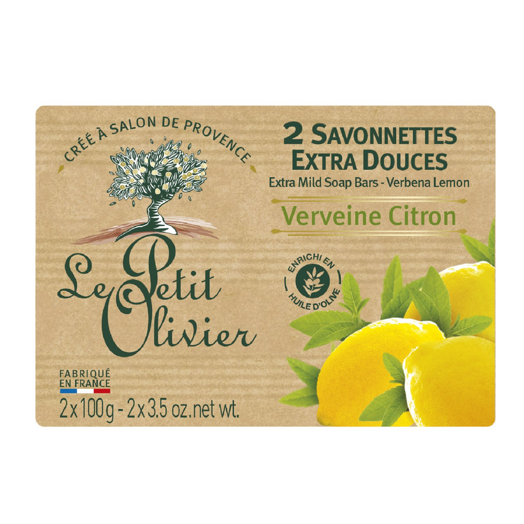 LE PETIT OLIVIER Savon solide extra doux Verveine & Citron - 2 x 100 g