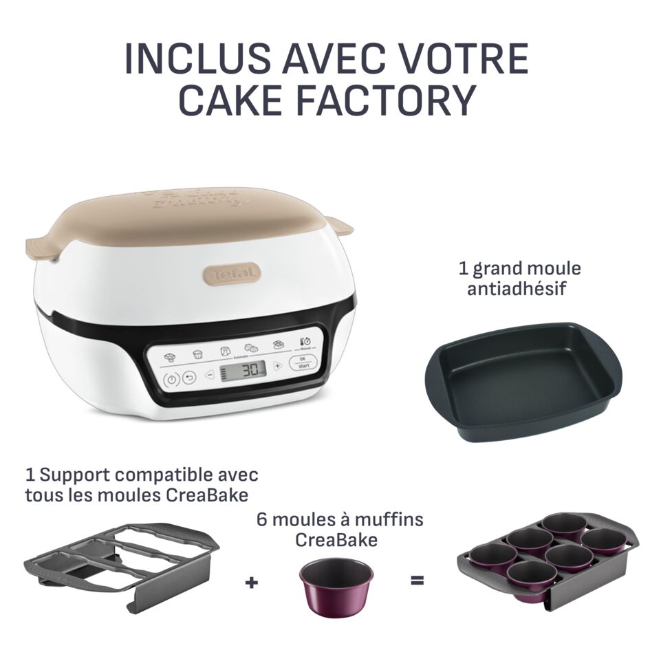Tefal Cake Factory Chocolat, Machine à gâteaux, 5 programmes, mode manuel, moules muffins