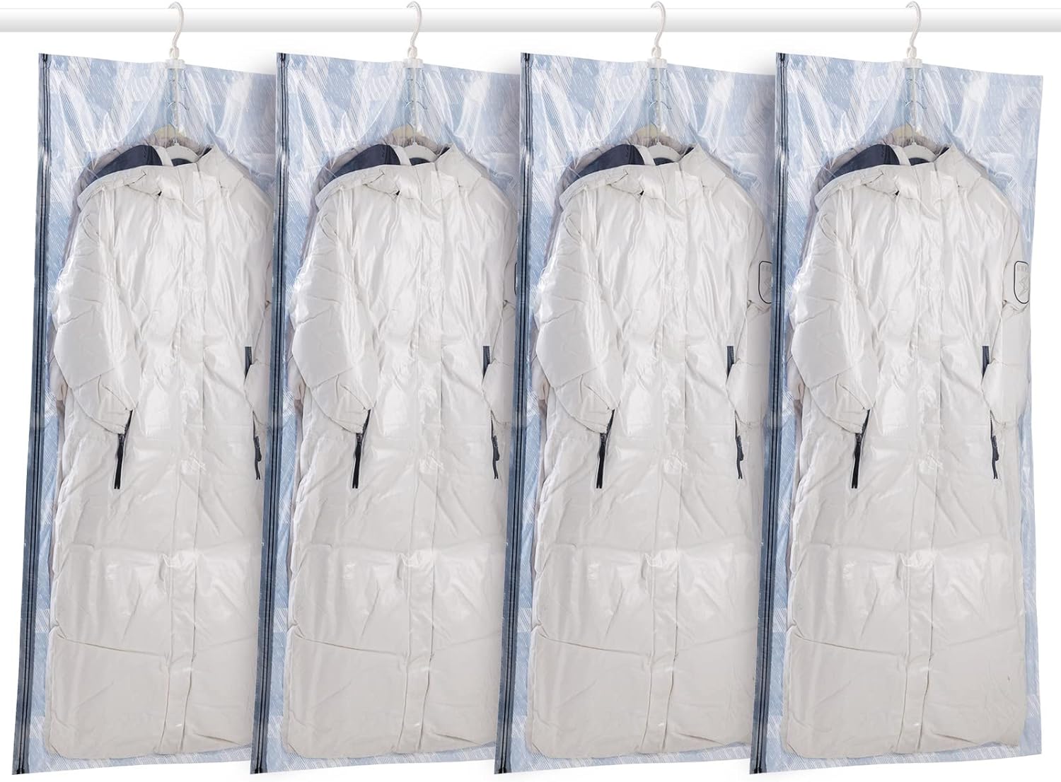 Taili Sacs de rangement sous vide à suspendre pour vêtements, costumes, manteaux ou vestes, organiseur de placard, lot de 4 Jumbo Bleu