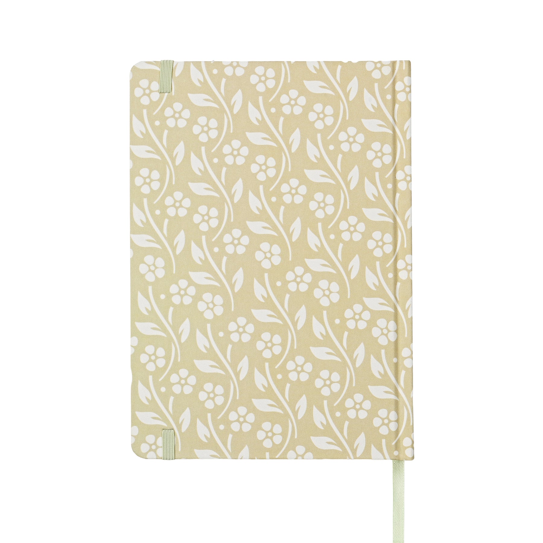Jubiluu Carnet ligné A5 à couverture rigide en tissu floral - 96 feuilles (papier offset 100 g), marque-page et bande élastique - Journal ligné crème classique pour écriture, école