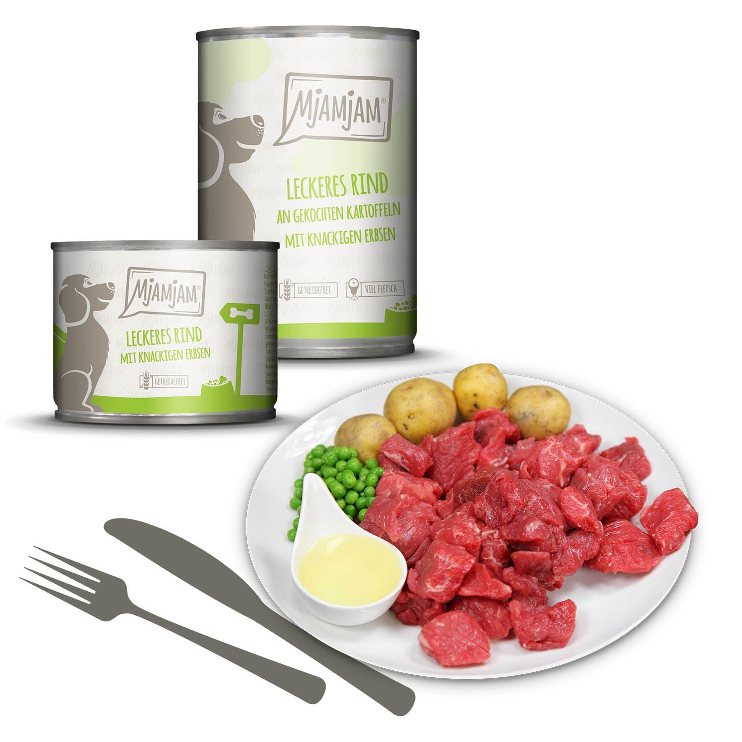 [Peut être servi frais pour l'été] MjAMjAM Nourriture humide pour chien bœuf et pommes de terre 400 g