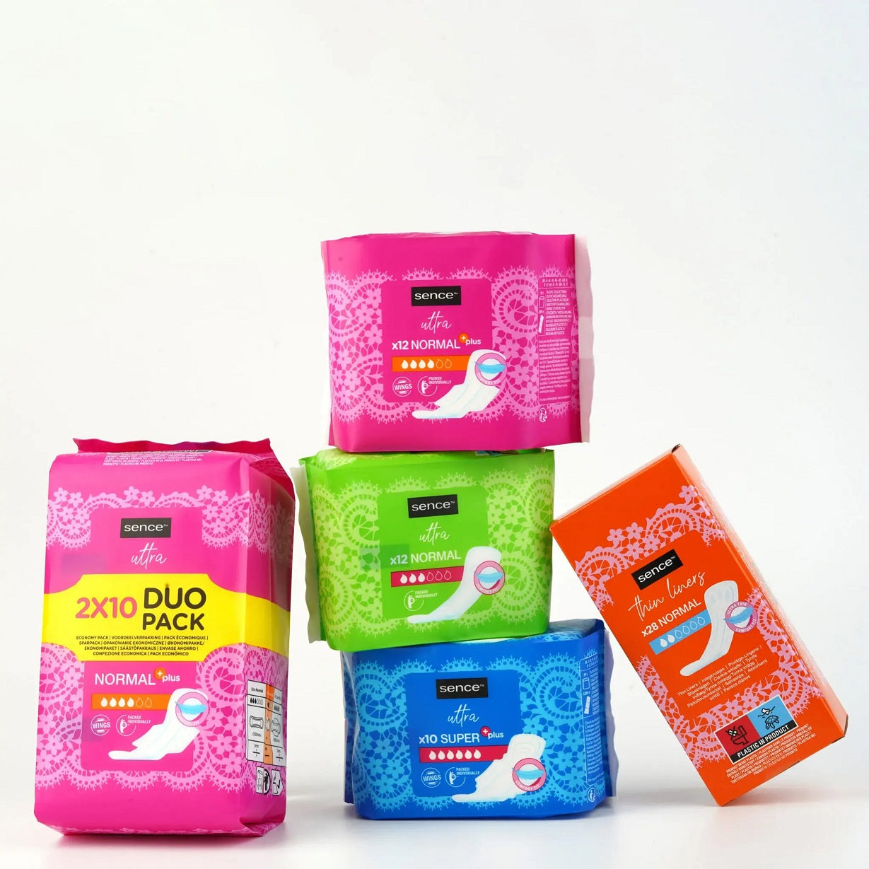 SENCE Serviettes Hygiéniques Normal Lot de 12