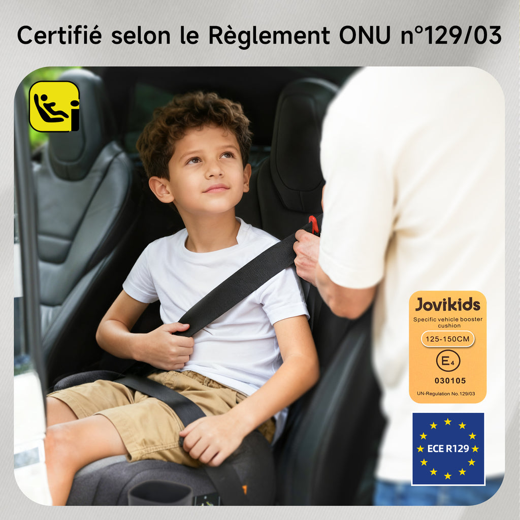 Jovikids OHHO Siège Auto Élévateur Enfant, ISOFIX de 125 à 150 cm (Environ 6 à 12 ans, 15-36 kg), Siège Auto Groupe 2 3, ECE R129, Léger, Élévateur ISOFIX