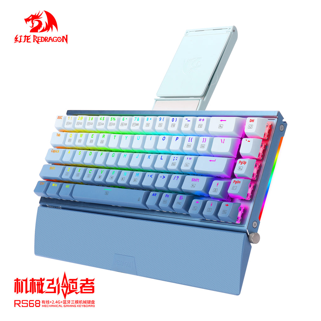 RS68 série 3ème Mock Examination, clavier mécanique sans fil en alliage d’aluminium, changement de type de switch à chaud, Bluetooth, support de poignet détachable, pour e-sport