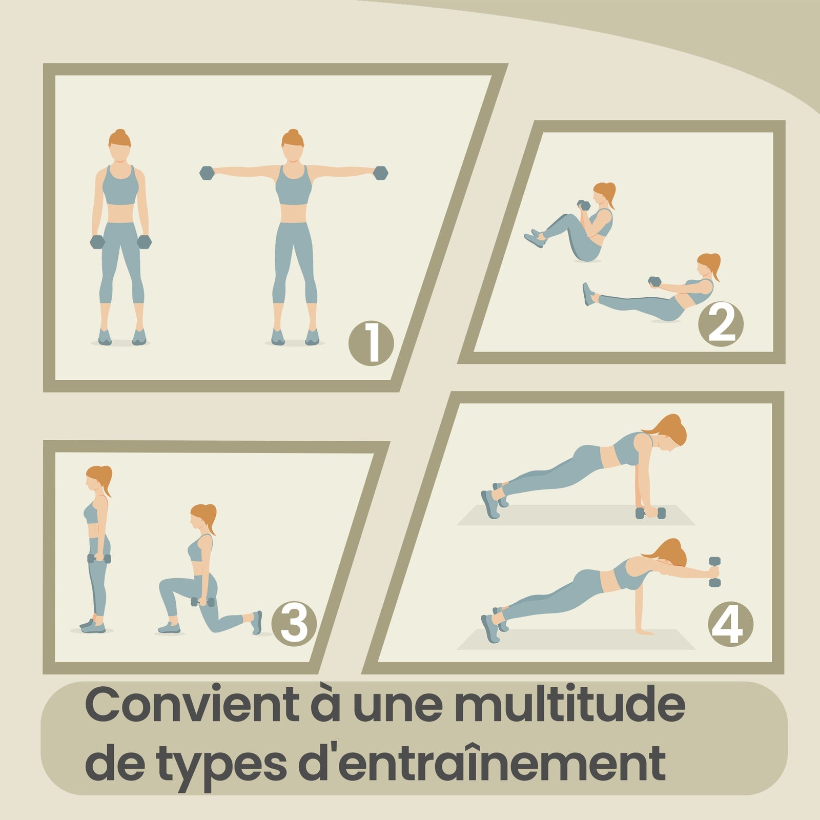 JOYFURNOSEnsemble d’haltères hexagonaux avec support – 3 paires : 1 kg, 2 kg, 3 kg, Revêtement néoprène mat – Haltères pour exercice à domicile
