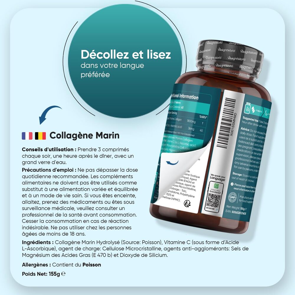 WeightWorld Collagène marin 180 comprimés
