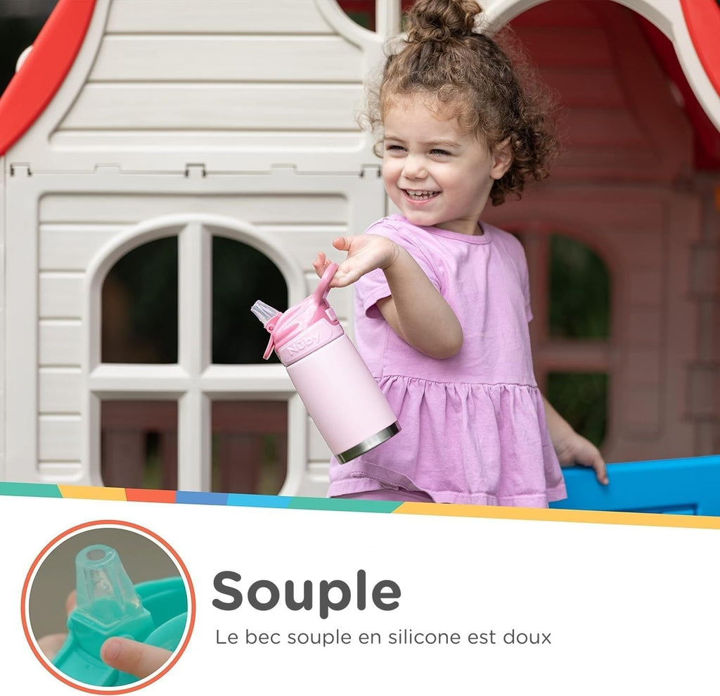 Nuby Gobelet Flip-it en acier inoxydable - Bleu
