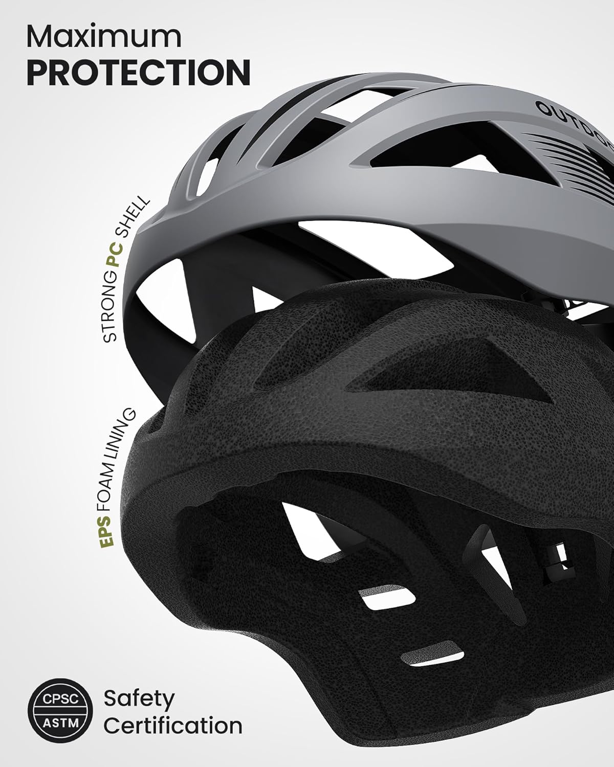 OUTDOOR MASTER RhinoUrban Casque de vélo avec lunettes et lumière gris - Taille M 54-58cm