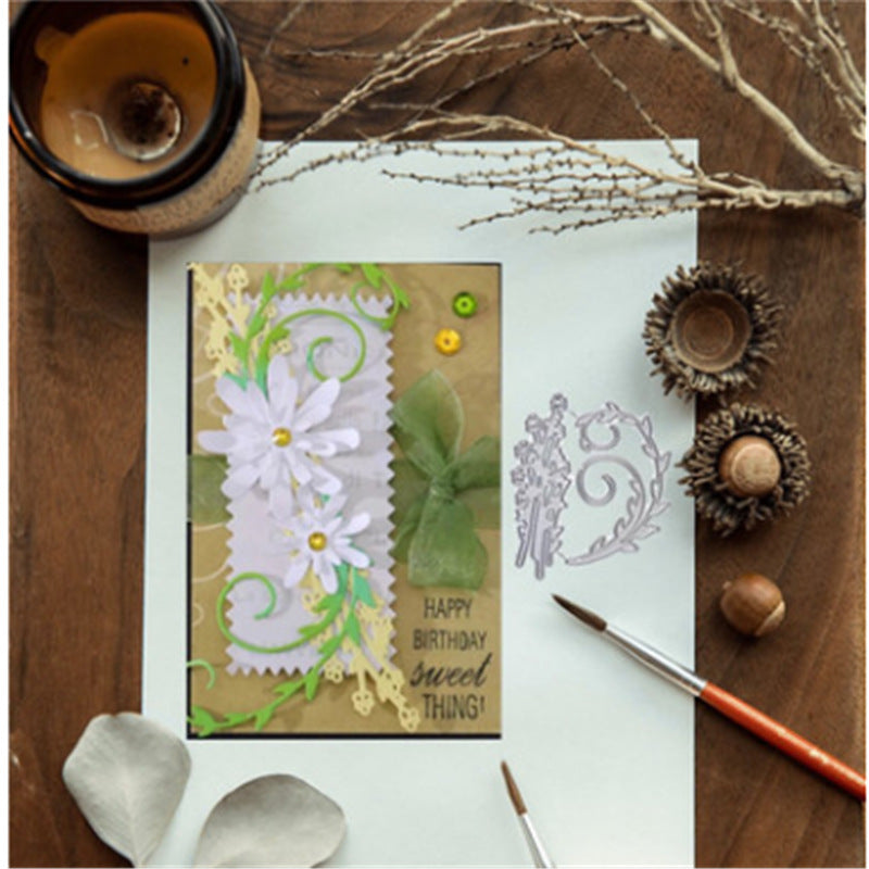 WhereHike 2 Matrices de découpe en métal feuilles, fleurs et herbe pour décoration d’album de scrapbooking à faire soi-même et carte en papier gaufré à faire soi-même