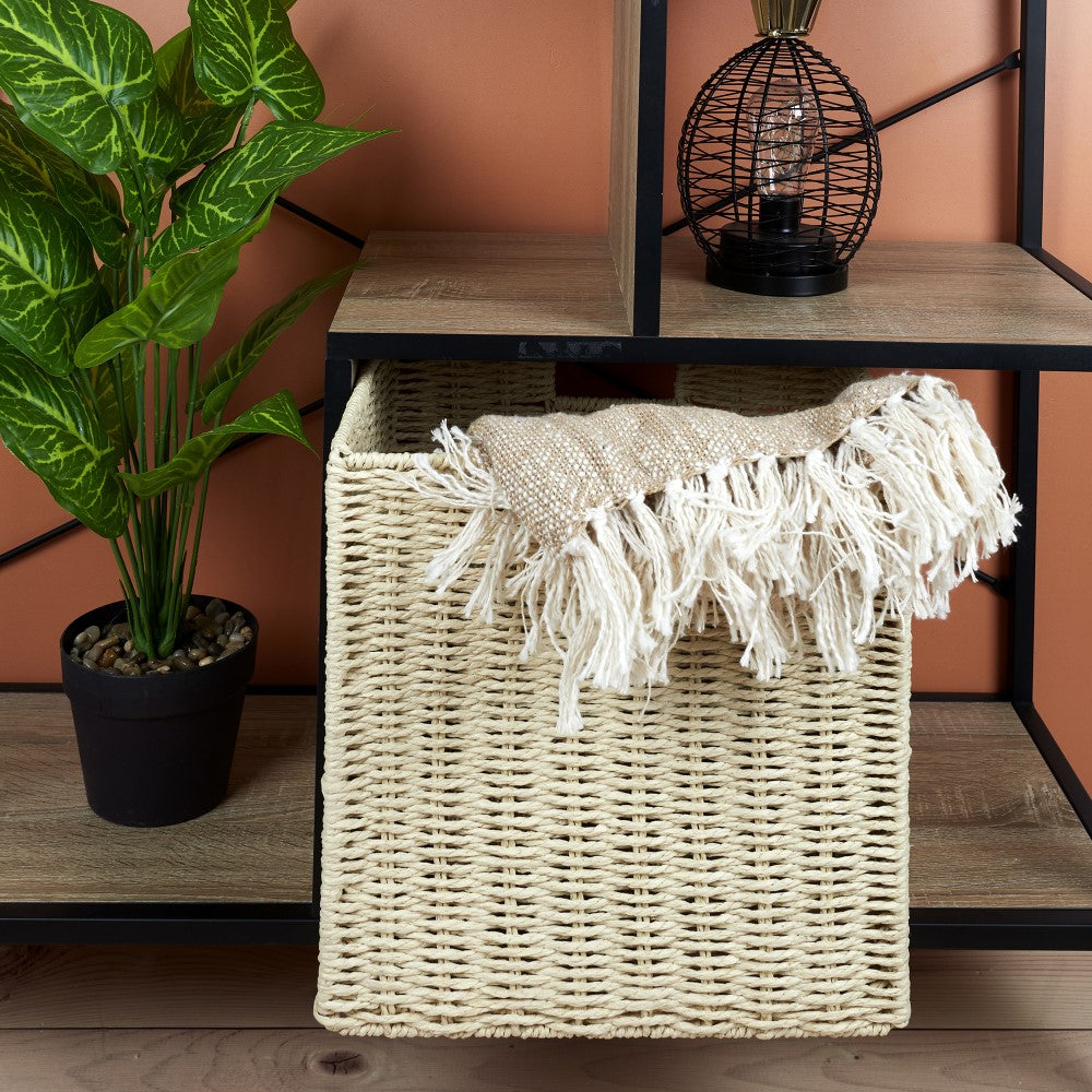 HOME DECO FACTORY Cube de rangement tressé pliable 30 x 30 cm