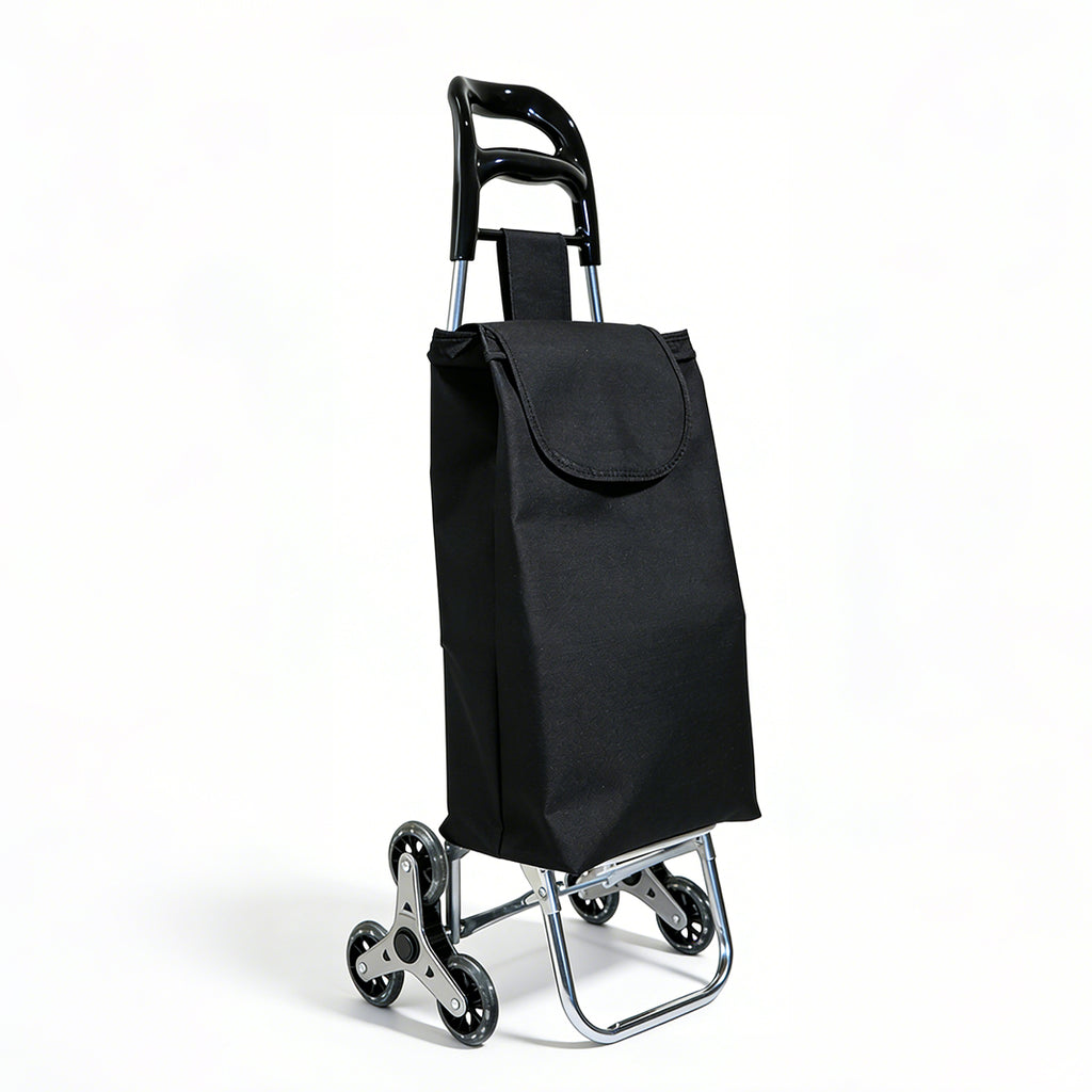 Strong bird Nouveauté 2026 Chariot de courses pliable grand format Noir avec poignée ergonomique, Chariot de courses monte-escaliers le plus vendu en Europe