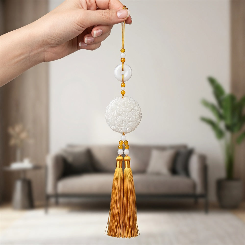 Huacan Ancien Hanfu Dragon Phénix Double Pointe Pampilles Pendentif de Ceinture pour Hommes et Femmes Accessoires de Ceinture pour Couple Accessoires Pendentif Or