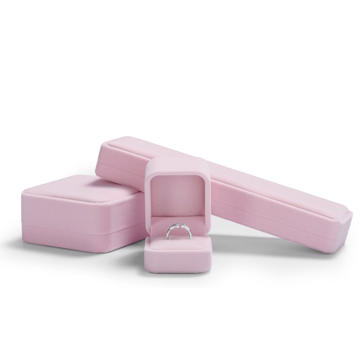 Oirlv Boîte à bague en velours, boîte de rangement pour boucle d'oreille, collier et bracelet, boîte d'organisation de bijoux, boîte cadeau pour demande en mariage, fiançailles et mariage