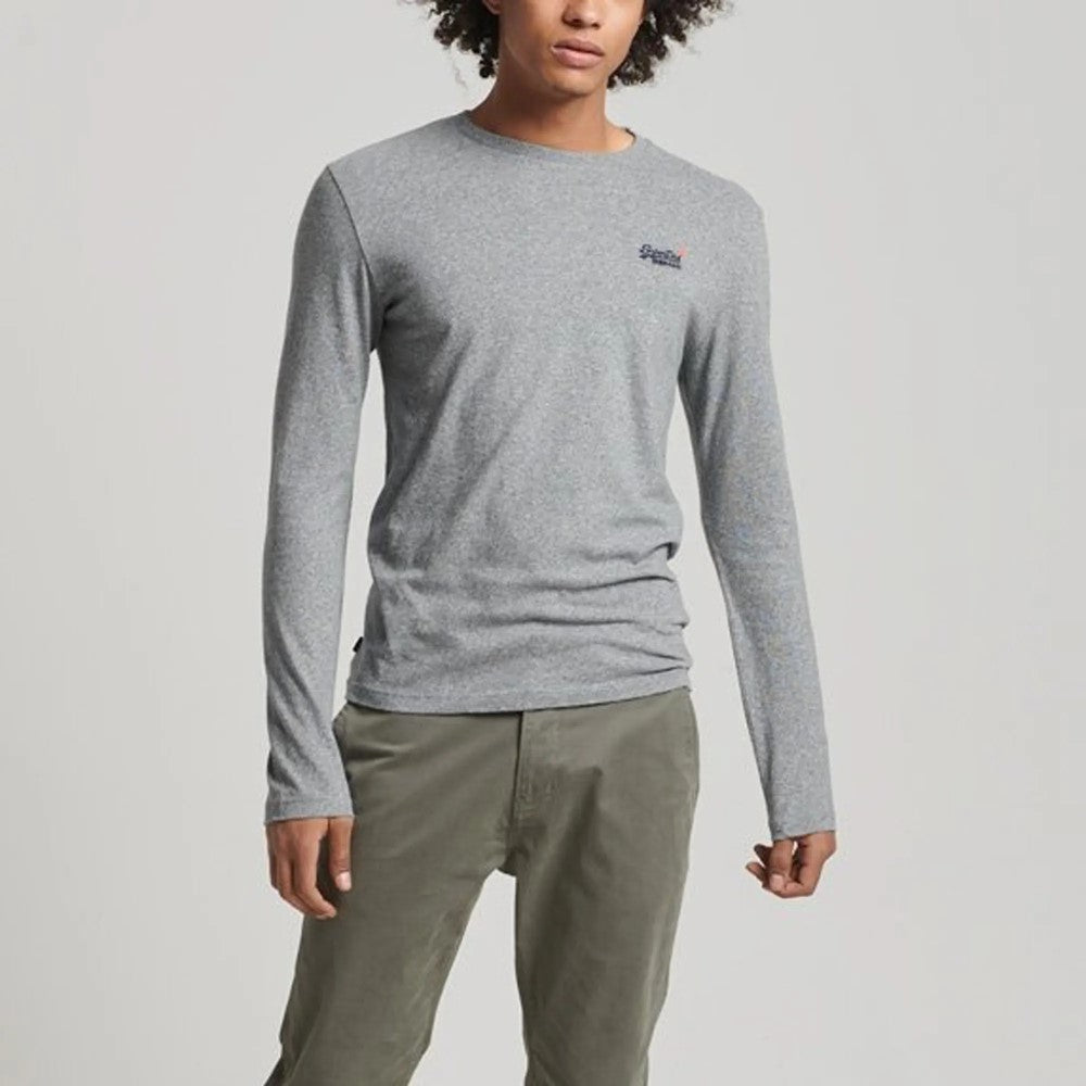 SUPERDRY T‑shirt à manches longues vintage gris chiné - Taille XL
