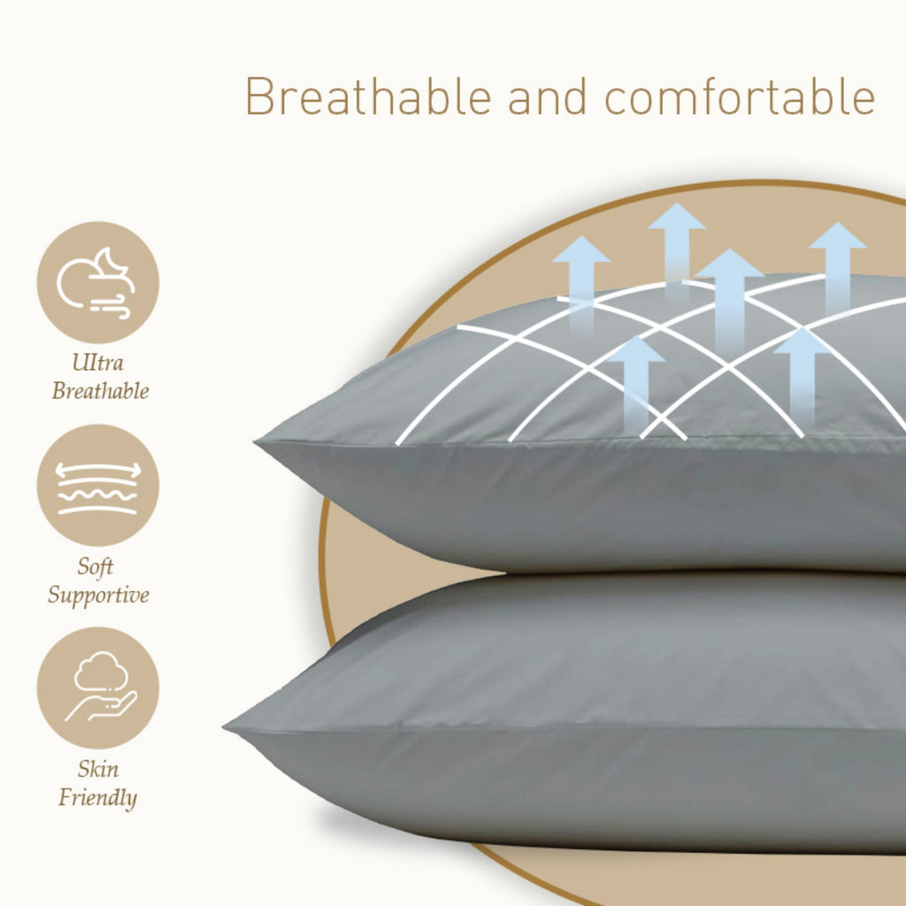 LeBonsoir Basics Lot de 2 taies d’oreiller en microfibre douce avec fermeture enveloppe gris clair - 65 x 65 cm