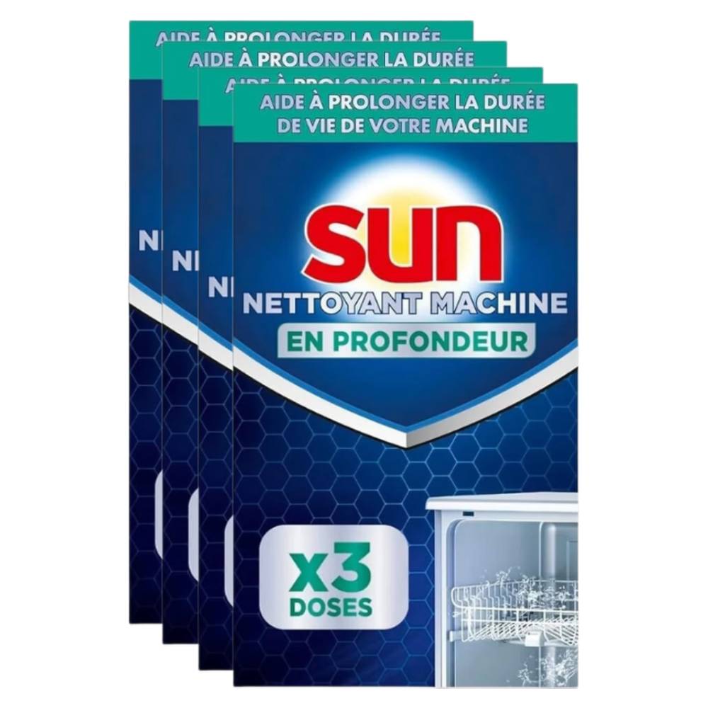 Sun Classic Nettoyant pour Lave-vaisselle, Élimine le Calcaire & la Graisse, 12 Sachets, 4 x 120 g (= 480 g)