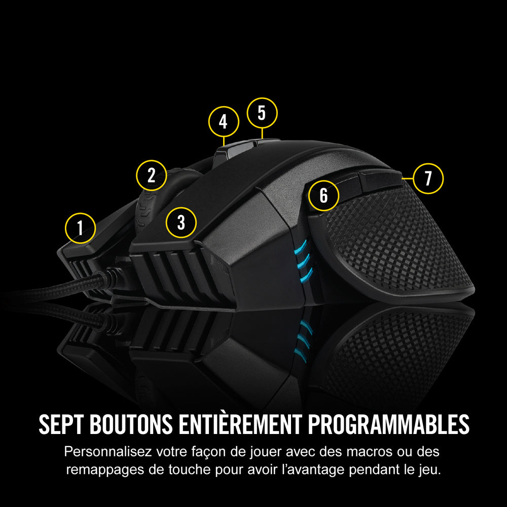 Corsair Ironclaw RGB Souris de Jeu Filaire - 18000 DPI 6 boutons - noir