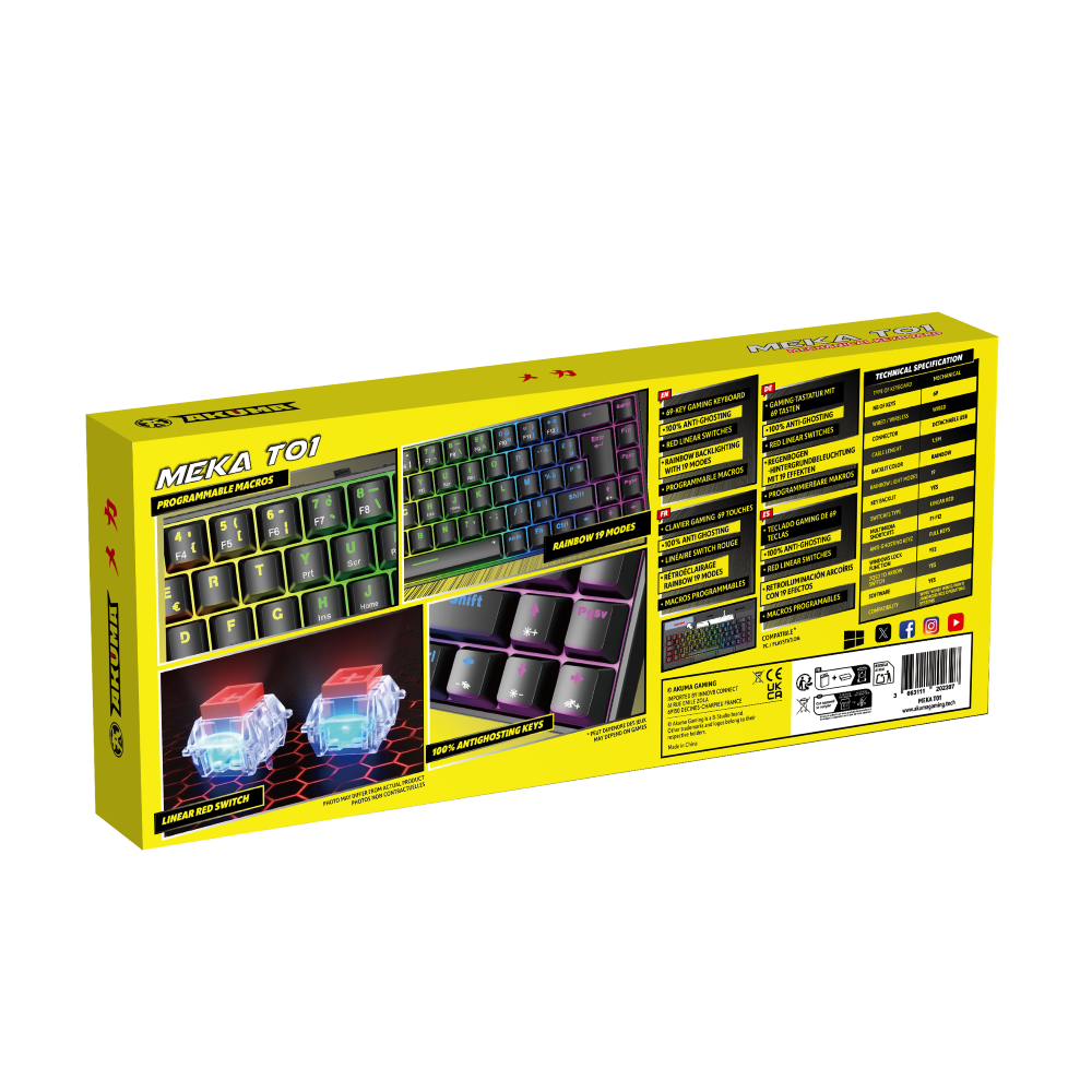 Akuma clavier gaming meka t01 mecanique 60% switch rouge