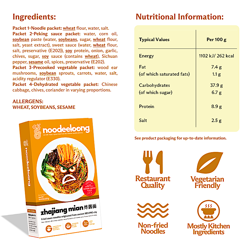 NOODEELOONG Nouilles sautées avec sauce salée classique de Pékin - 217 g
