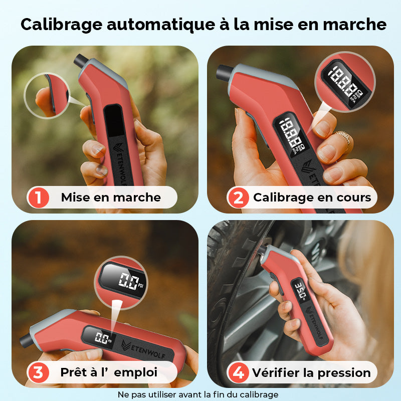 ETENWOLF T300 Plus Manomètre numérique de pression des pneus 200 PSI, avec écran LED lumineux et adaptateur de valve Presta - Orange vif