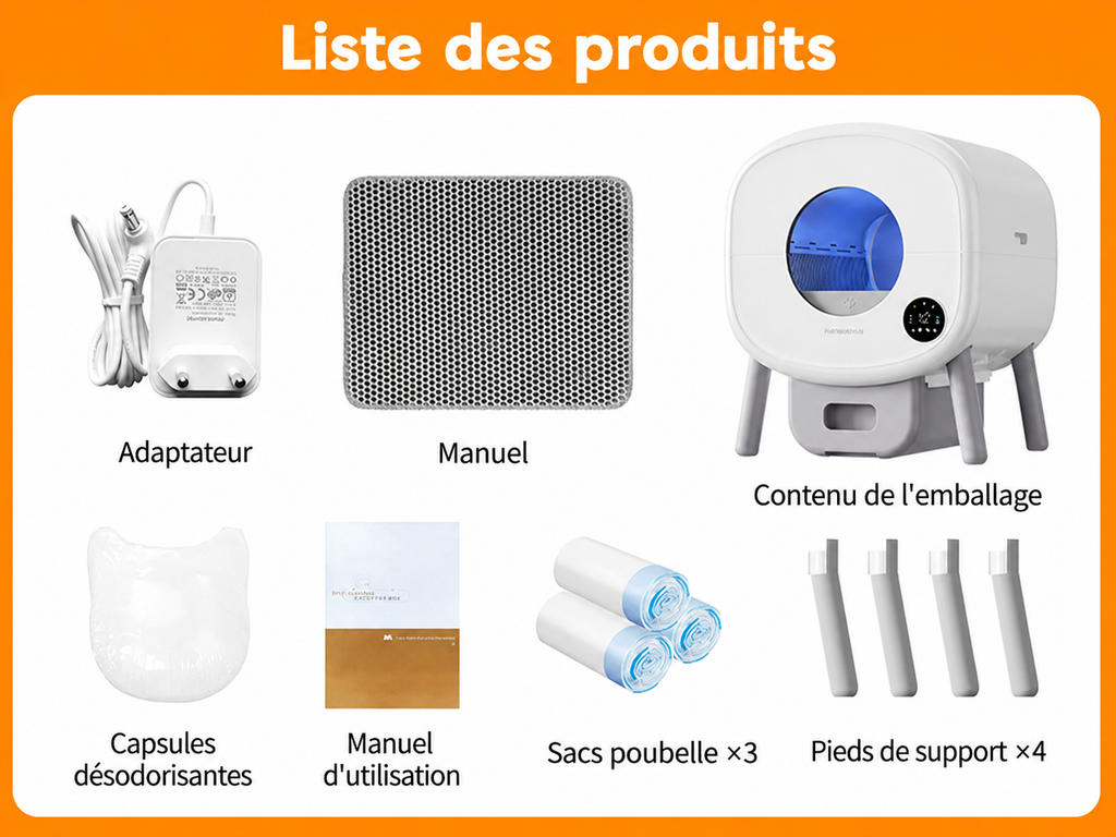PHOTONSPACE XXL 95L – Bac à litière automatique autonettoyant – Confort mains libres, sécurité avancée et contrôle des odeurs pour les foyers avec plusieurs chats